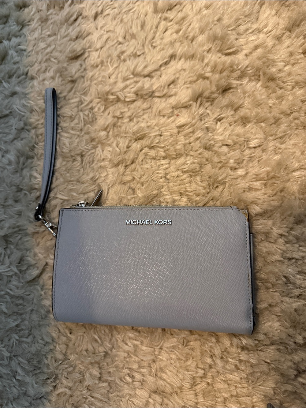 Michael Kors Light Gray Saffiano Leather Wristlet Clutch